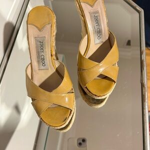 Jimmy Choo Yellow Wedge Sandals